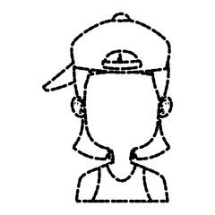 Girl faceless with hat cartoon
