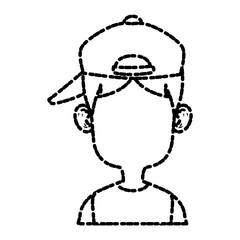 Boy faceless with hat cartoon
