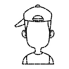 Boy faceless with hat cartoon