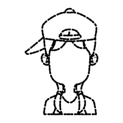 Girl faceless with hat cartoon