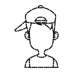 Boy faceless with hat cartoon