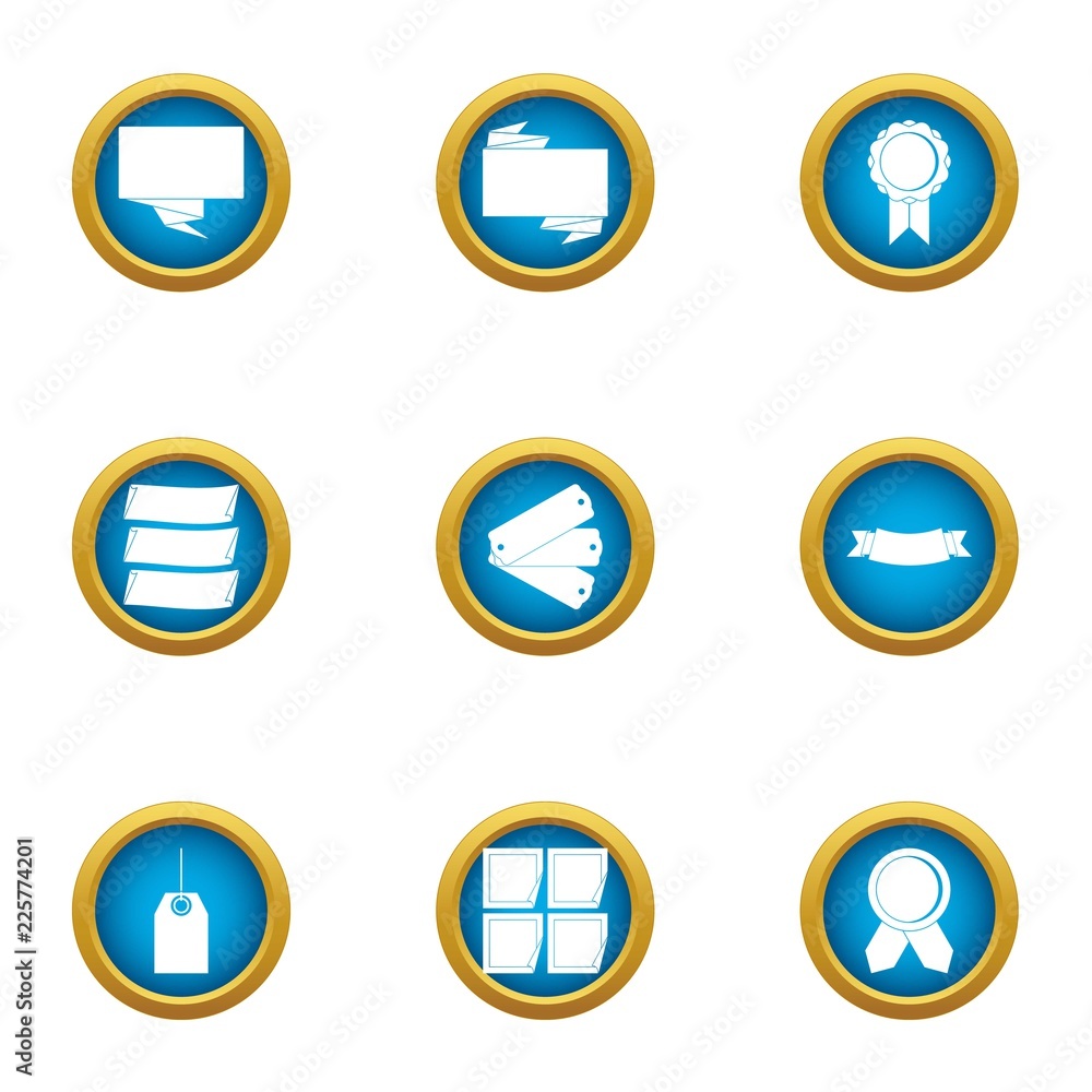 Poster ribbon prize icons set. flat set of 9 ribbon prize vector icons for web isolated on white background