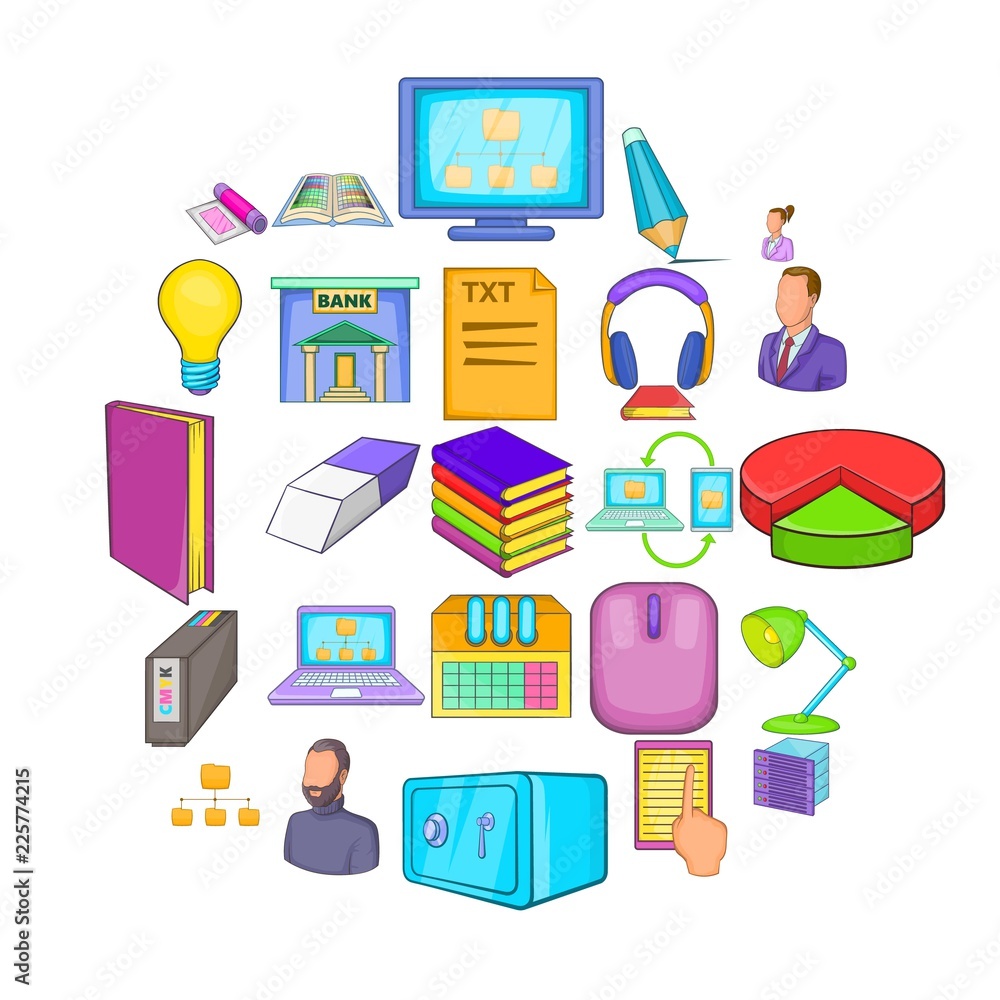 Poster work space icons set. cartoon set of 25 work space vector icons for web isolated on white background