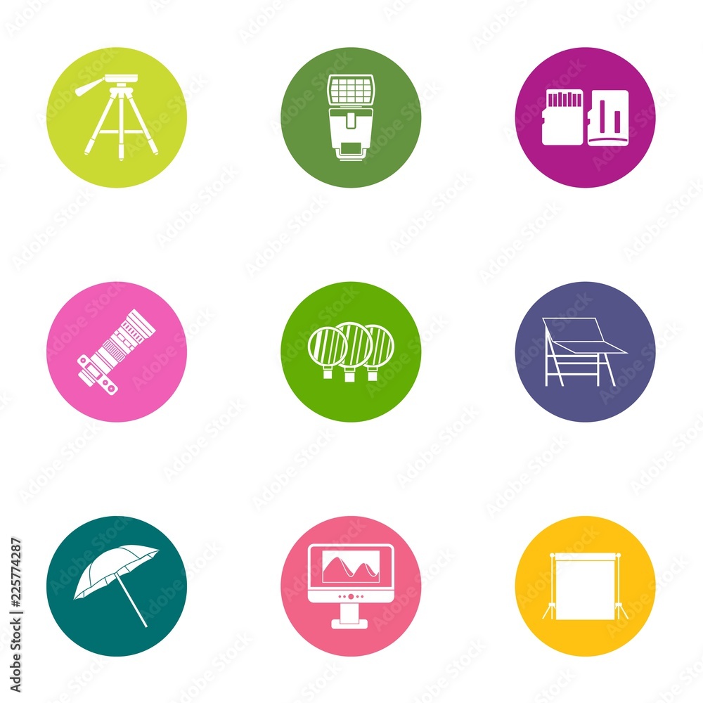 Poster supervise icons set. flat set of 9 supervise vector icons for web isolated on white background