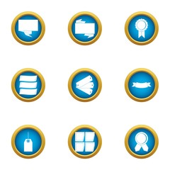 Ribbon prize icons set. Flat set of 9 ribbon prize vector icons for web isolated on white background