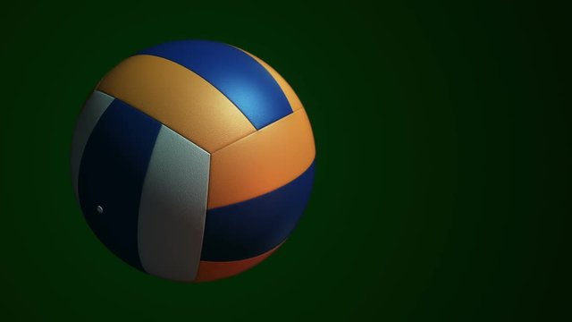 Animation of slow rotation ball for volleyball game. View of close-up with realistic texture and light. Animation of seamless loop.