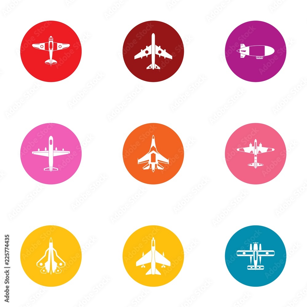 Poster summer flight icons set. flat set of 9 summer flight vector icons for web isolated on white backgrou