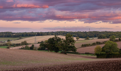 British landscape during sunset