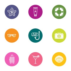 Rescue kit icons set. Flat set of 9 rescue kit vector icons for web isolated on white background