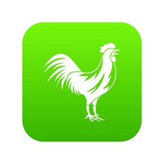 Gallic rooster icon digital green for any design isolated on white vector illustration