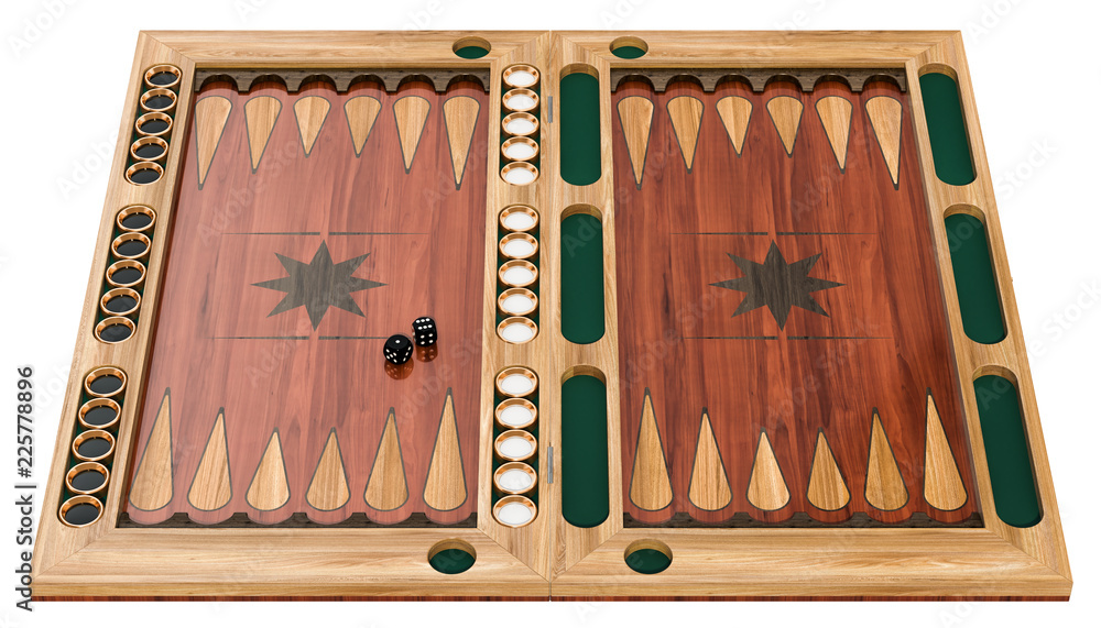 Poster backgammon, board game. 3d rendering