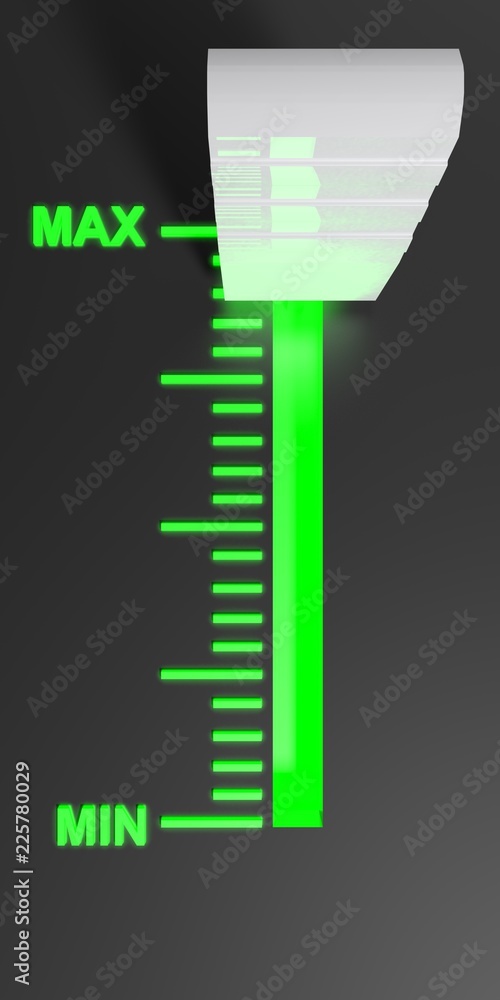 Poster level selector on a black control panel - 3d rendering