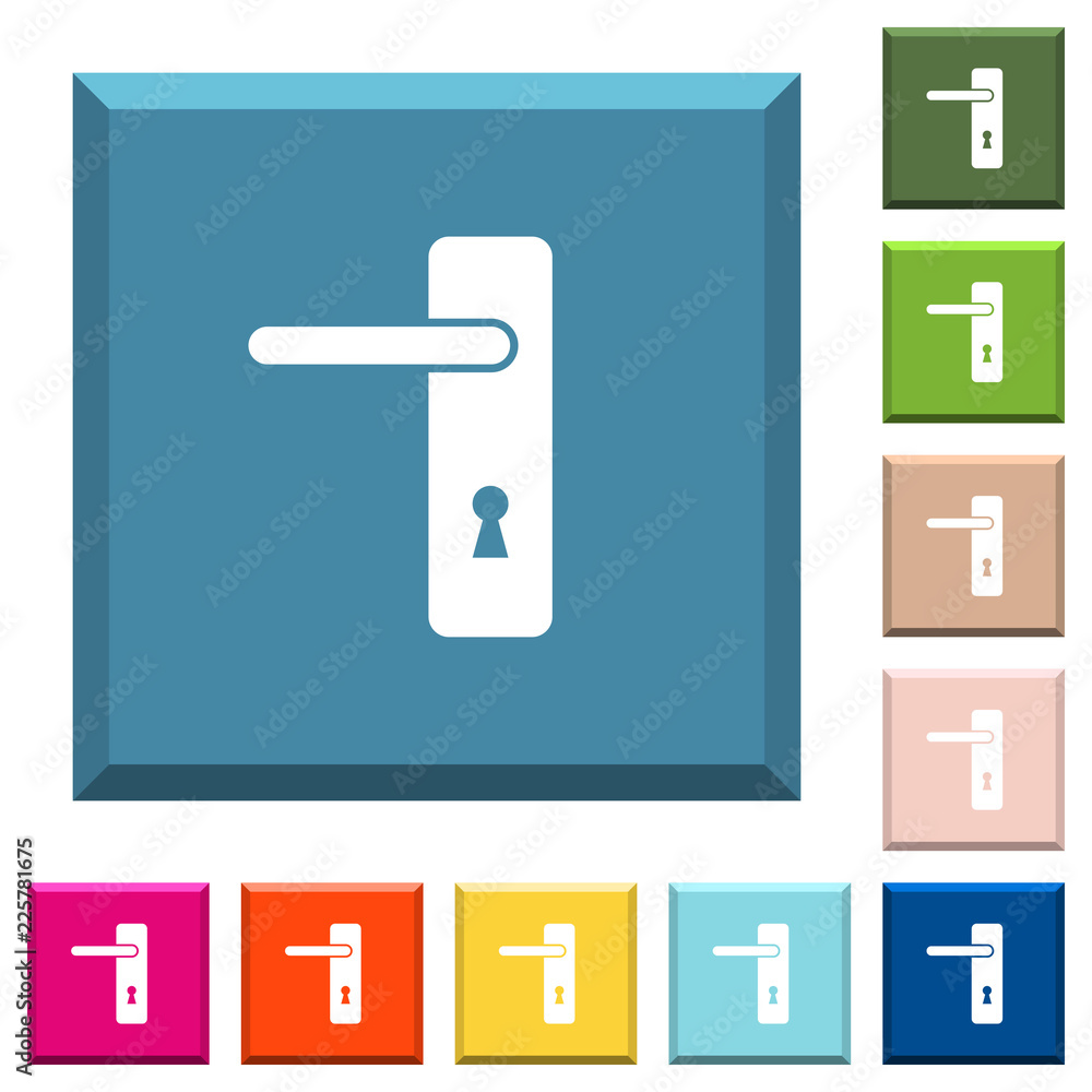 Poster left handed simple door handle white icons on edged square buttons