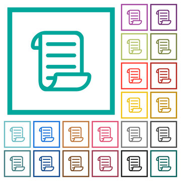 Script code flat color icons with quadrant frames