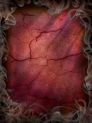Hell and smoke background for Halloween red cracked wall