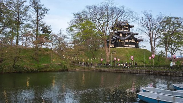 Day to night timelapse of Takada Castle in Niigata, Japan time lapse
