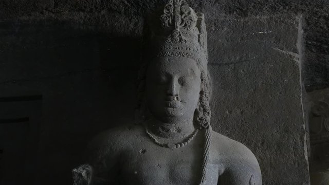 Mumbai, India:footage of Elephanta cave interior, on Elephanta island near Mumbai. This is one of the UNESCO World heritage Site.