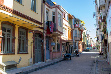 Fototapeta na wymiar Balat, Istanbul / Turkey - September 24 2019: A street in Balat, Istanbul