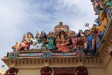 Sculpture, architecture and symbols of Hindu temple at Singapore , Sri Mariamman Temple, Singapore...