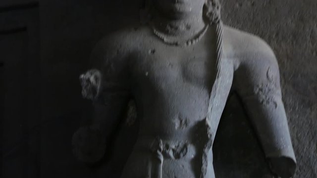 Mumbai, India:footage of Elephanta cave interior, on Elephanta island near Mumbai. This is one of the UNESCO World heritage Site.