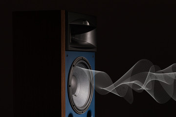 hi-end loudspeaker with wave graphics