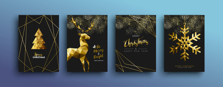 Christmas luxury gold greeting card collection