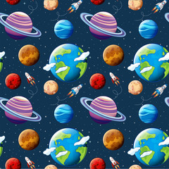 Naadloze patroon planeten en ruimte