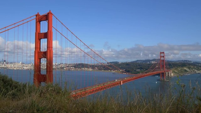 4k footage of Golden Gate bridge, San Francisco, California, USA.	