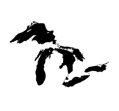 Great Lakes. Map. Vector illustration