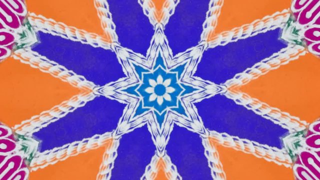Rangoli design with kaleidoscope effect on footage on festival Gudhi Padva, the first day of New Year in traditional Maharashtra style in Mumbai.