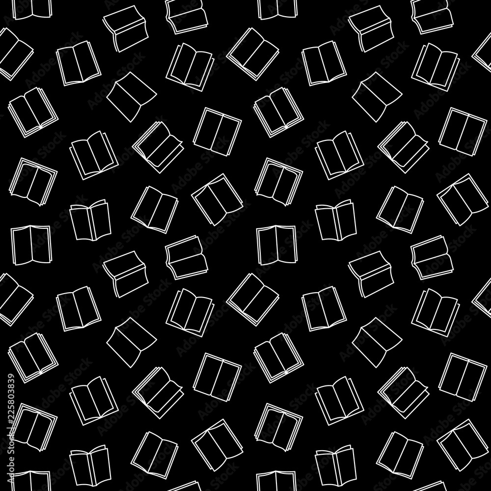 Poster open book vector seamless pattern with black background