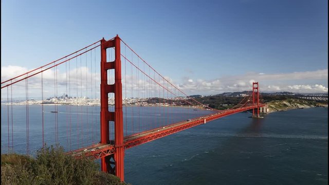 4k footage of Golden Gate bridge, San Francisco, California, USA.