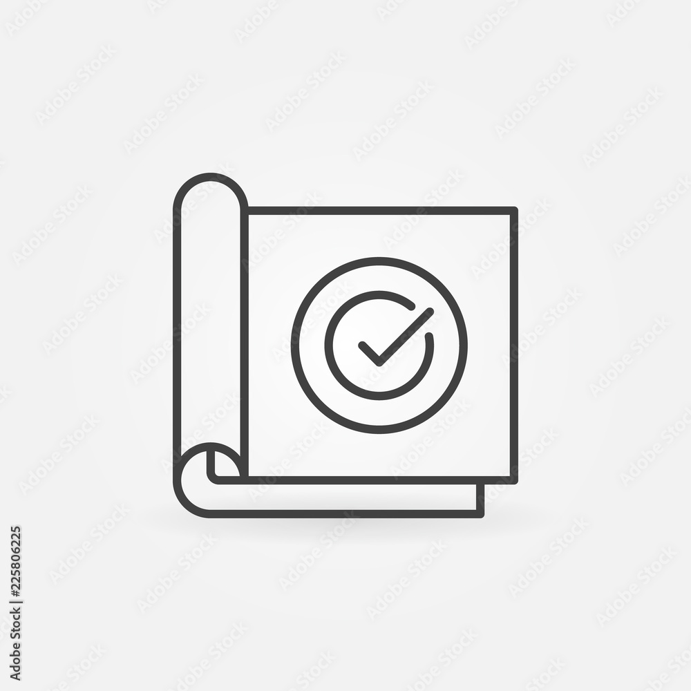 Poster paper with check mark linear vector concept icon