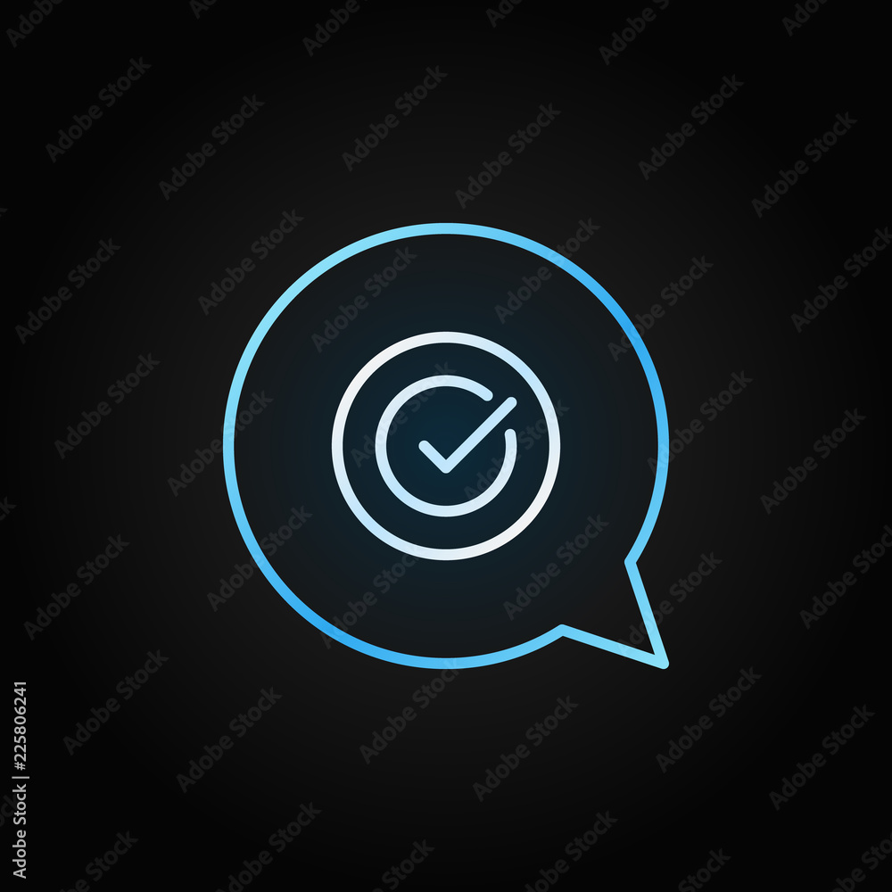 Poster speech bubble with check mark vector colored linear icon