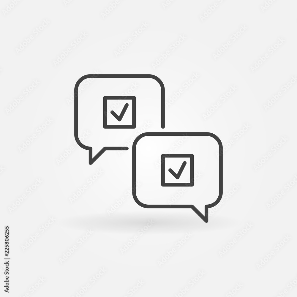 Poster speech bubbles with check marks vector thin line icon