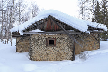 Abandoned Soviet prison in winter in Northern Siberia