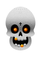 Day Of The Dead mexican skull with gold teeth