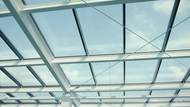 Modern architecture detail glass ceiling in the office building roof company architecture modern corporate department building business window interior industrial construction structure