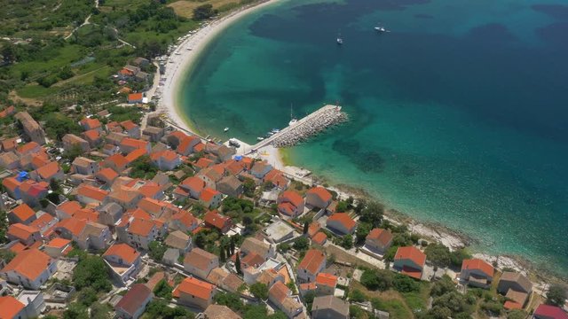 Aerial - Flight above the coastline city