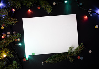 Christmas or New Year decoration background with white sheet for text
