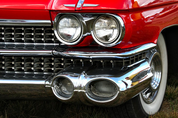 Headlights of a classic car