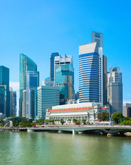 Cityscape Singapore financial district view