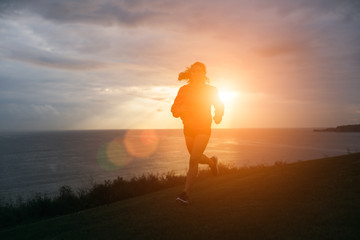 Female athlete training in the morning