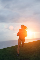 Female athlete training in the morning