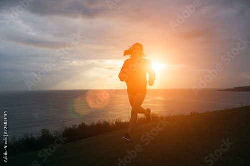 Female athlete training in the morning