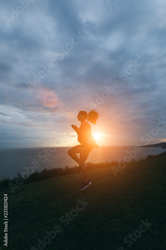 Female athlete training in the morning
