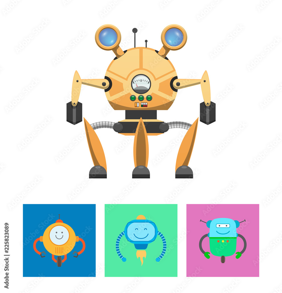 Poster smart robots and intellect vector illustration