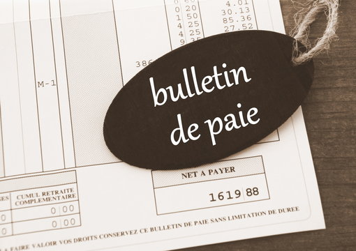 bulletin de paie sur &eacute;criteau,net &agrave; payer