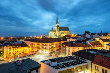 Poster Brno night cityscape view, Czech republic © rh2010