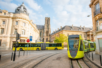 Street view in Reims city, France